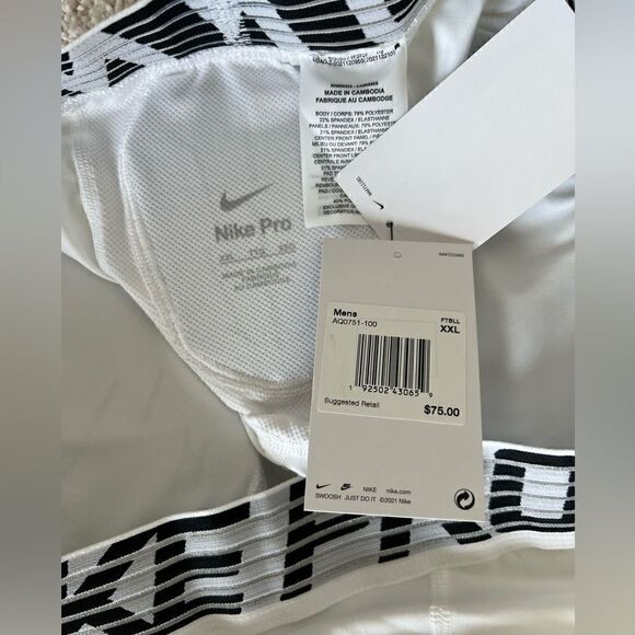 Nike Pro Hyperstrong Padded White Compression Shorts - Picture 3 of 4